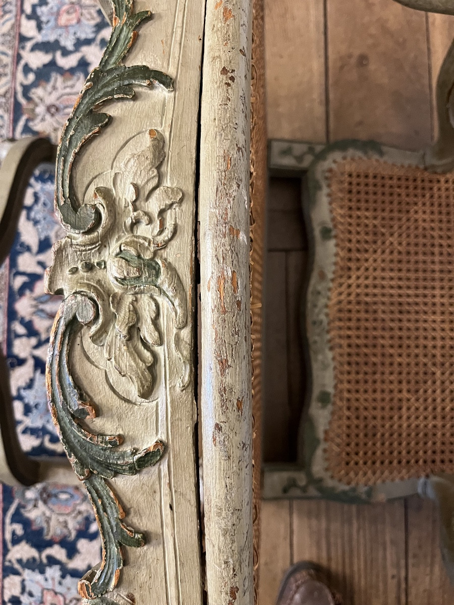 Beautiful Regency Period Armchair With Caning And Lacquered Seat -photo-4