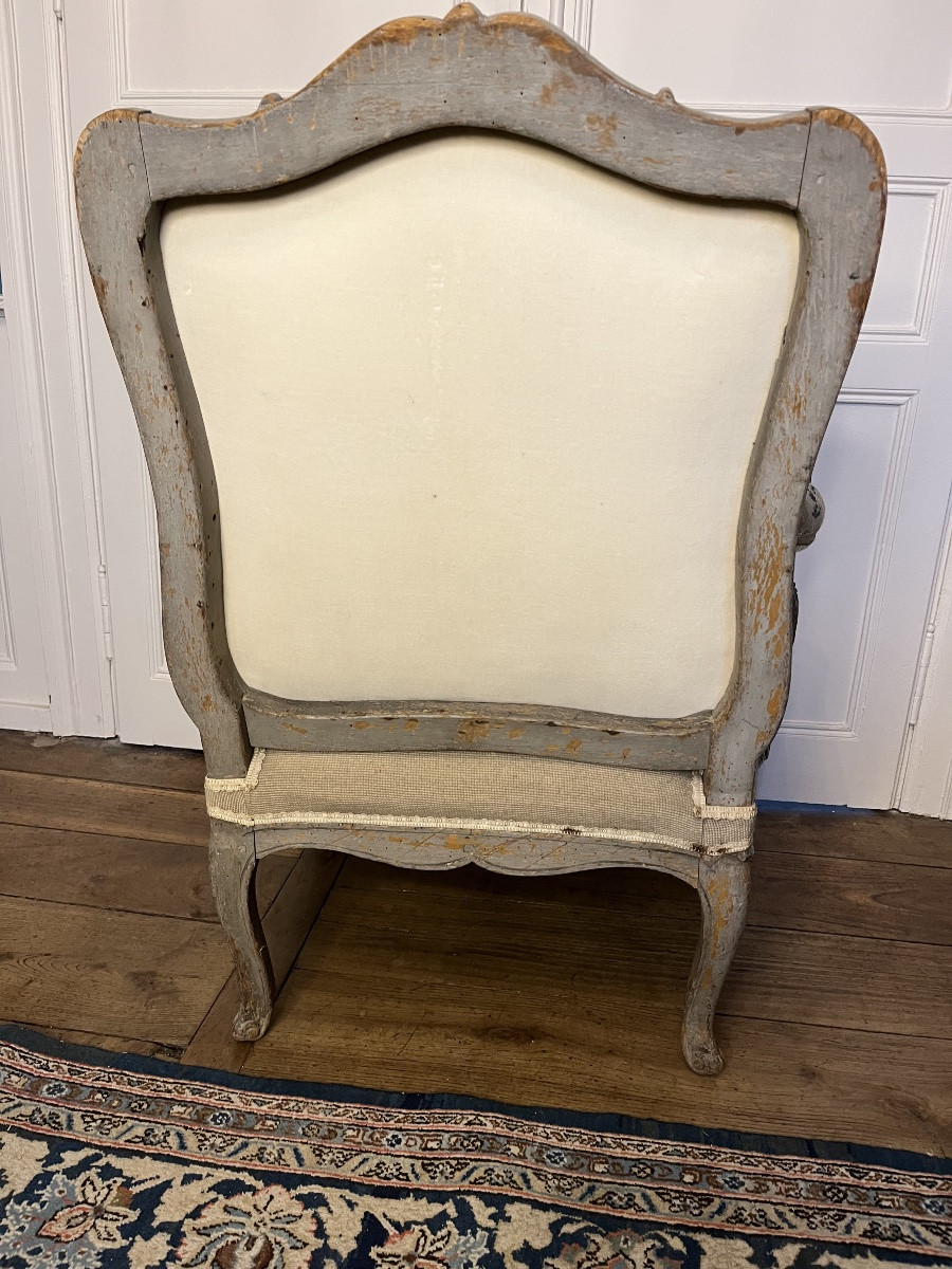 Fauteuil d’époque Louis XV en hêtre laqué . MC-photo-4