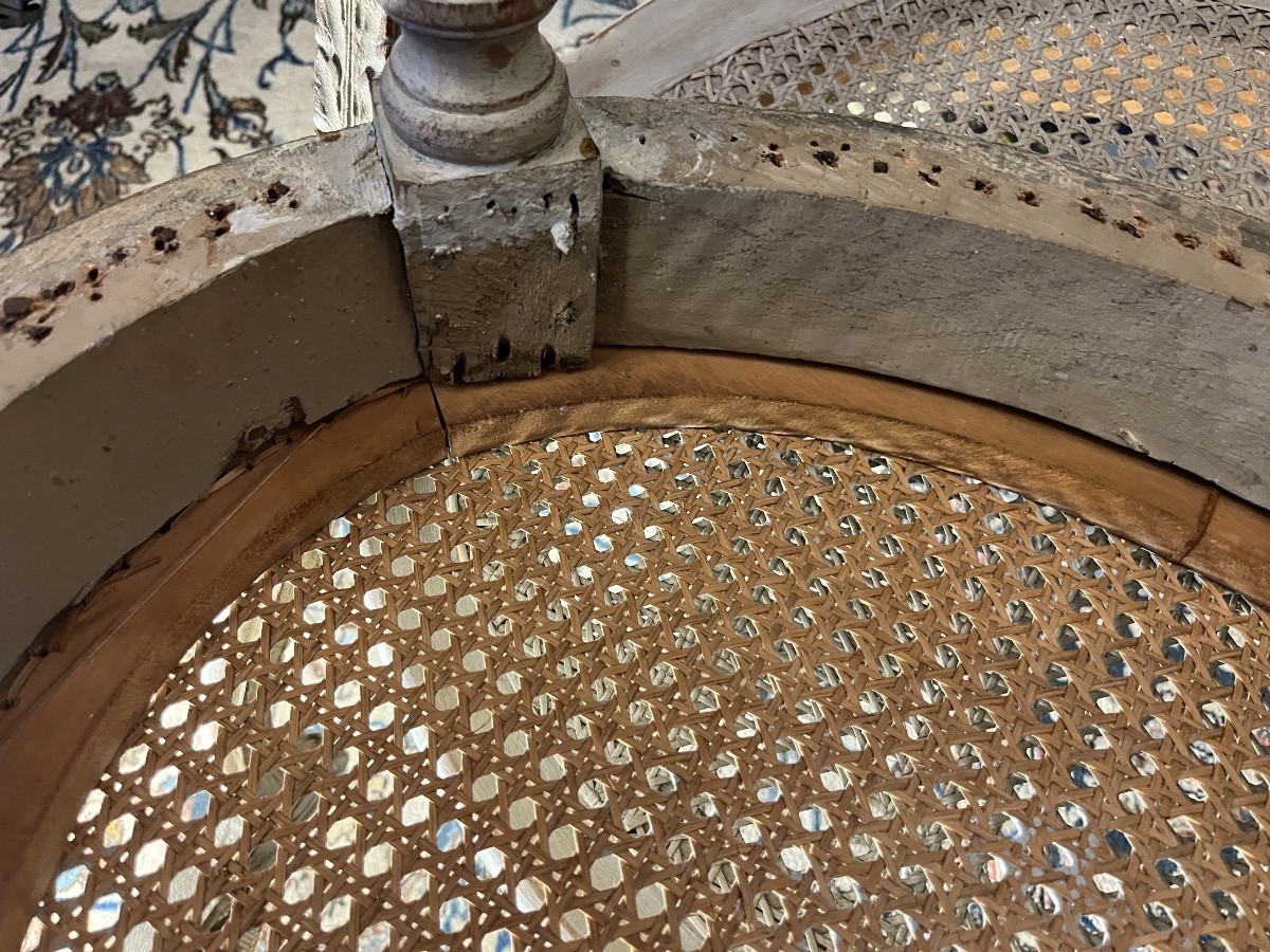 Pair Of 19th-century Lacquered Louis XVI Armchairs -photo-5