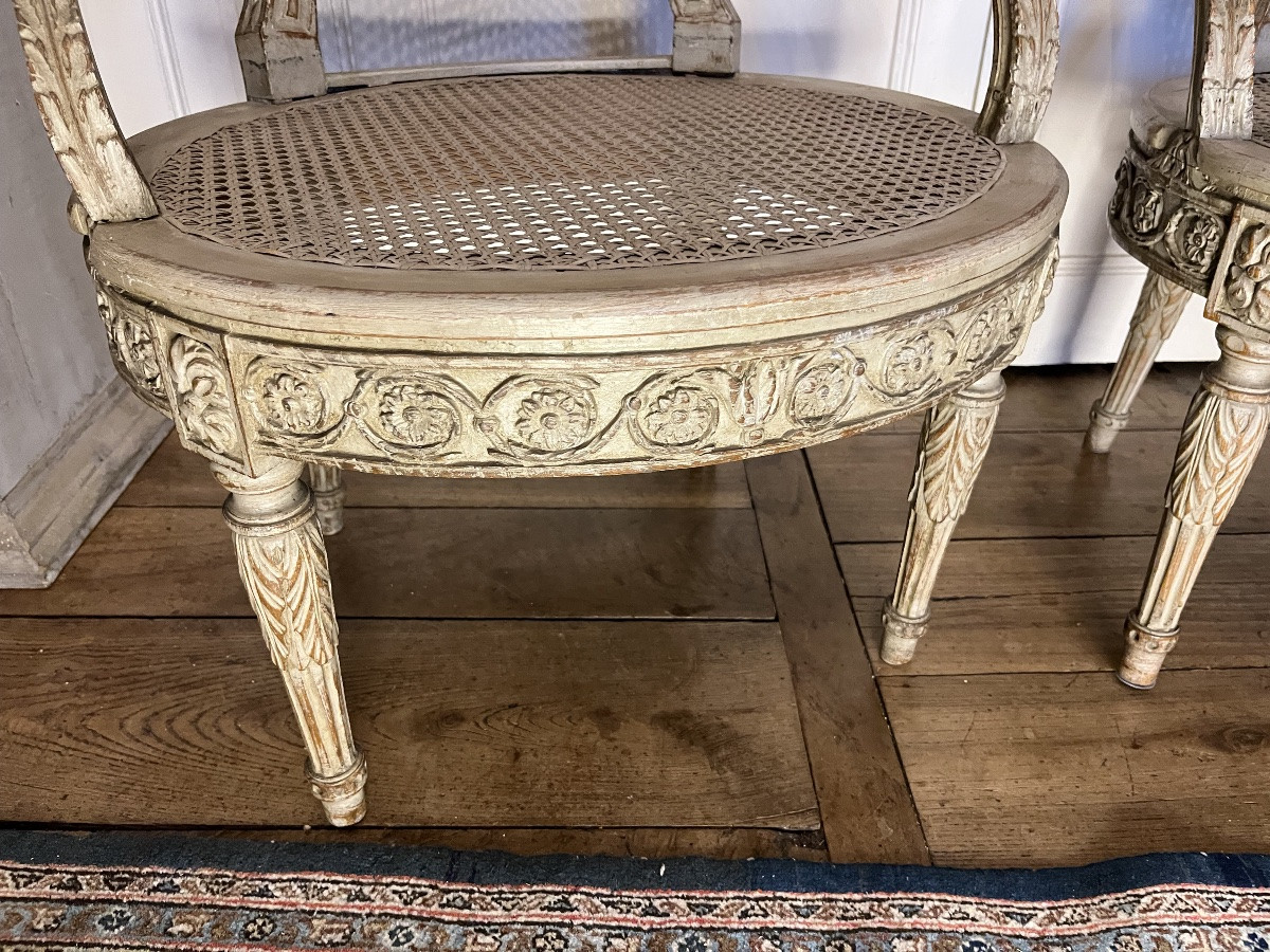 Pair Of 19th-century Lacquered Louis XVI Armchairs -photo-7