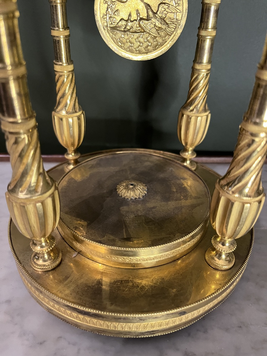 Directoire Period Clock In Gilt Bronze -photo-3