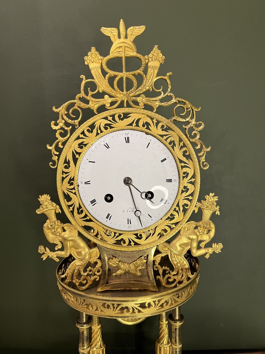 Directoire Period Clock In Gilt Bronze -photo-4