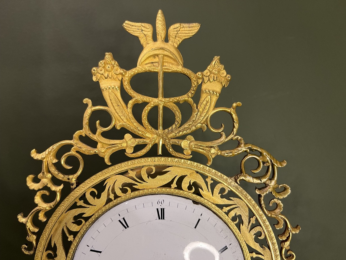 Directoire Period Clock In Gilt Bronze -photo-3