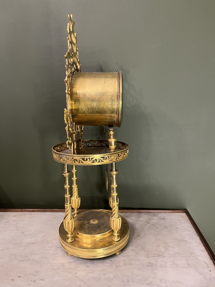 Directoire Period Clock In Gilt Bronze -photo-4