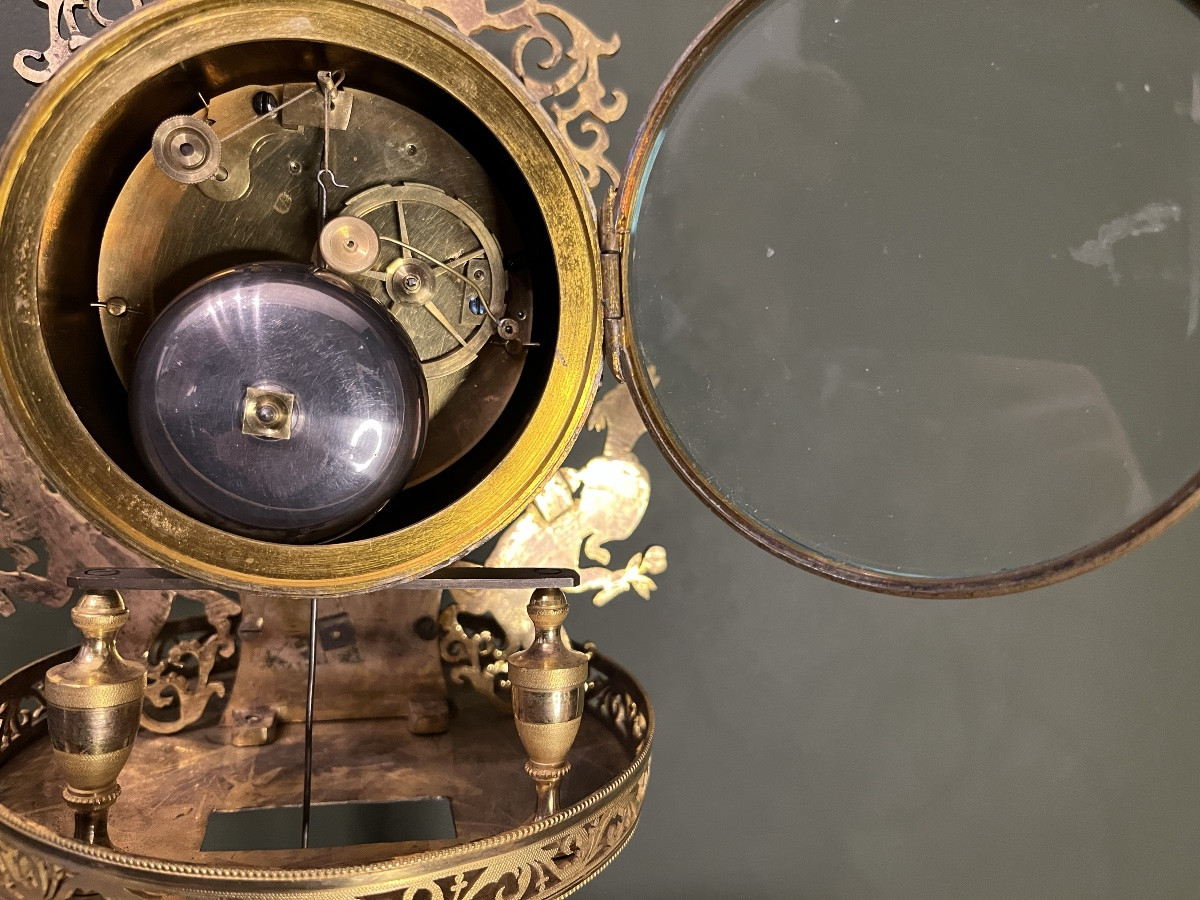 Directoire Period Clock In Gilt Bronze -photo-5