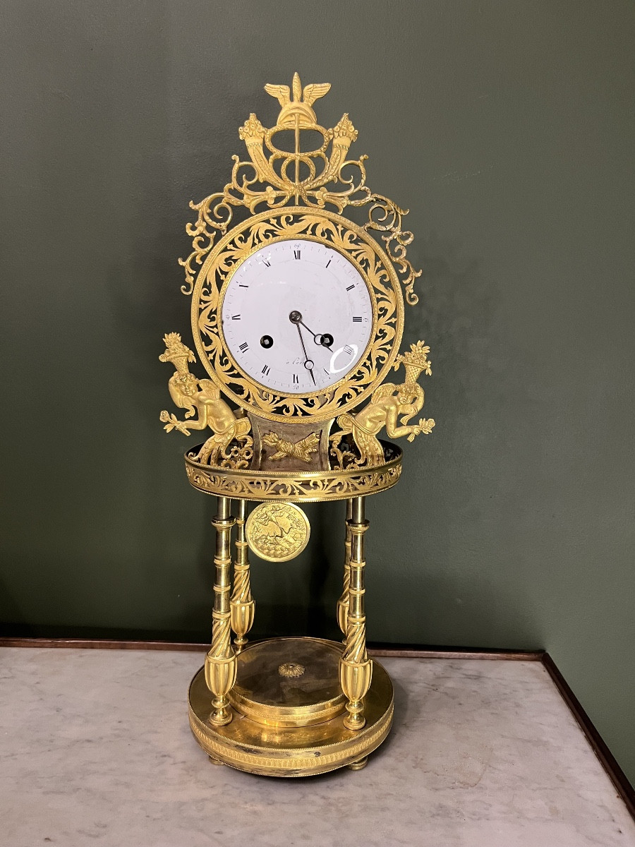 Directoire Period Clock In Gilt Bronze 