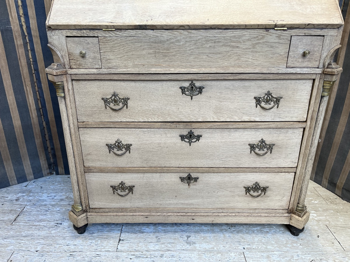Early 19th-century Dutch Writing Desk In Natural Oak -photo-2