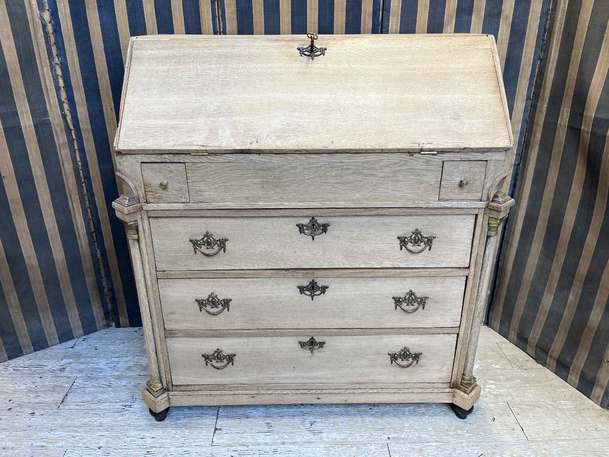 Early 19th-century Dutch Writing Desk In Natural Oak 