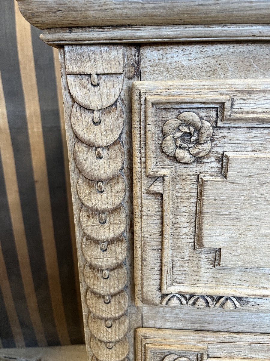 Grande  Commode Liégeoise d’époque Louis XVI en chêne naturel -photo-1