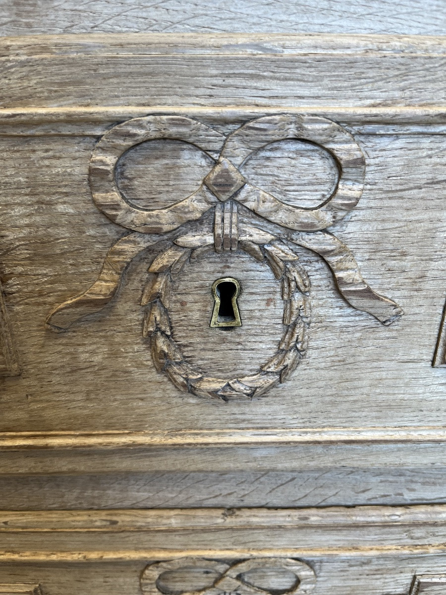 Grande  Commode Liégeoise d’époque Louis XVI en chêne naturel -photo-2