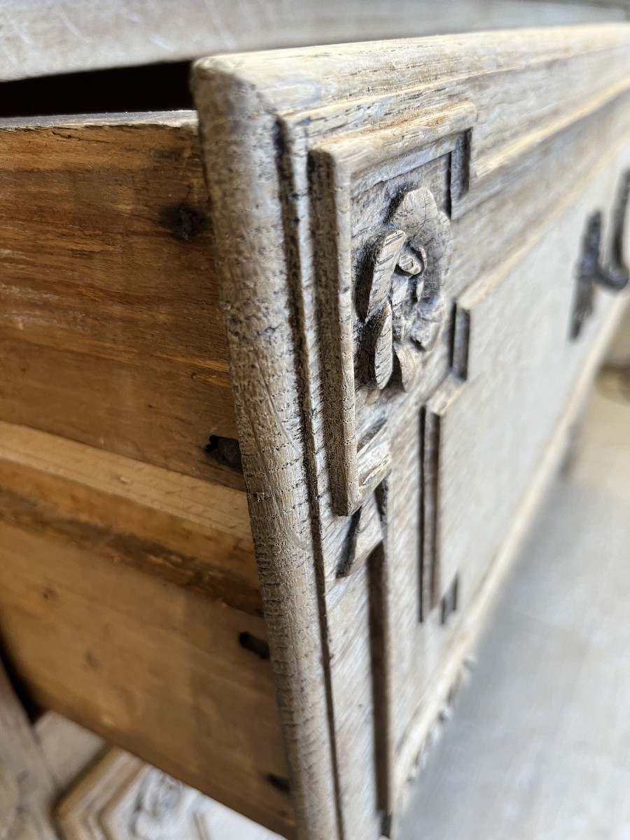 Grande  Commode Liégeoise d’époque Louis XVI en chêne naturel -photo-3