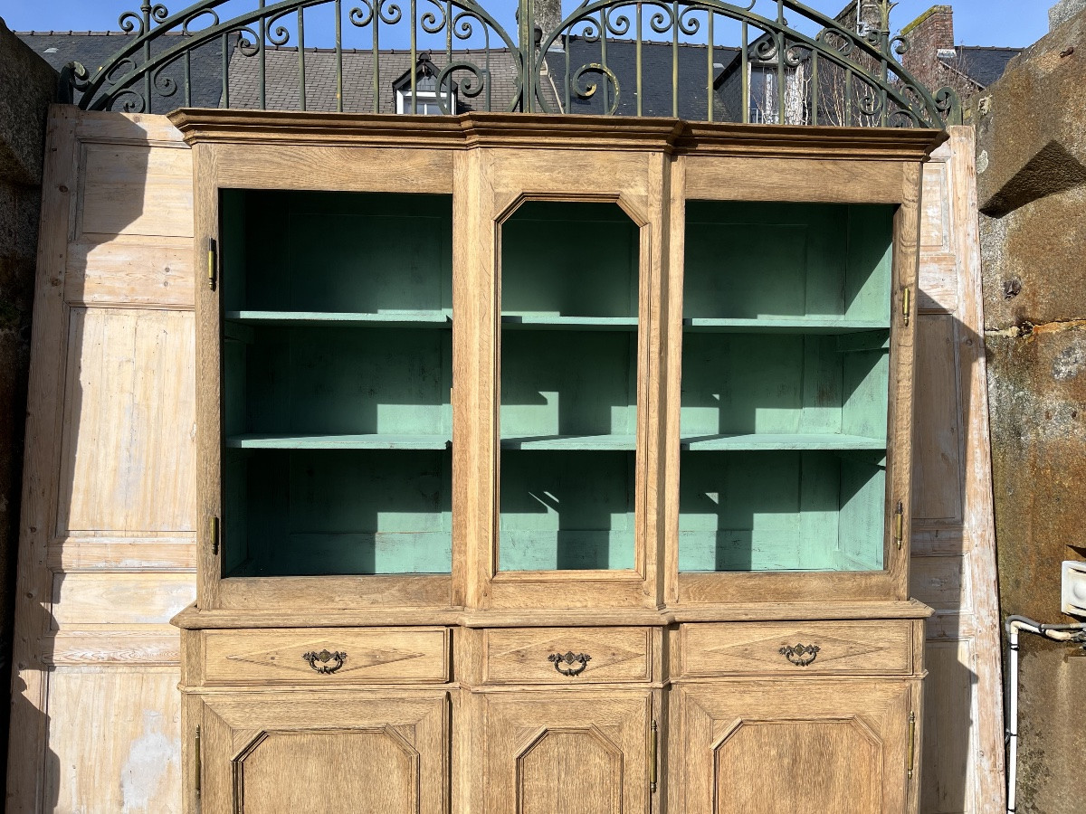 Bibliothèque de style Directoire du XIXe en chêne naturel -photo-3