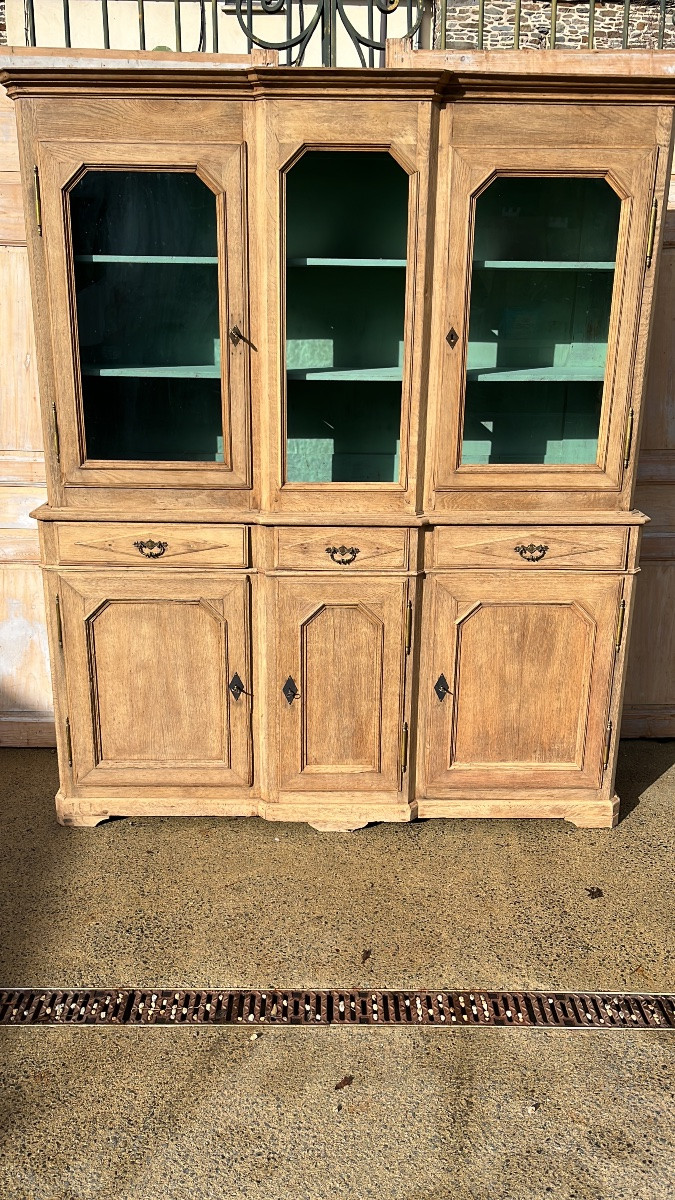 Bibliothèque de style Directoire du XIXe en chêne naturel -photo-4