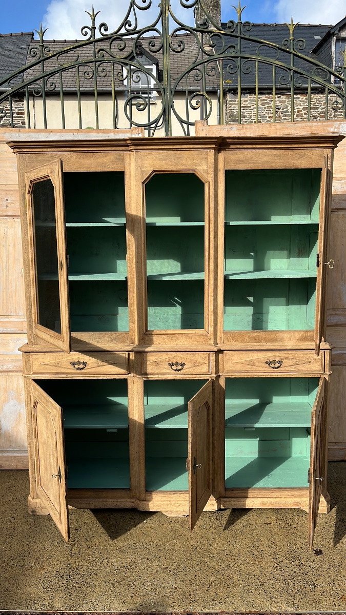 Bibliothèque de style Directoire du XIXe en chêne naturel -photo-1