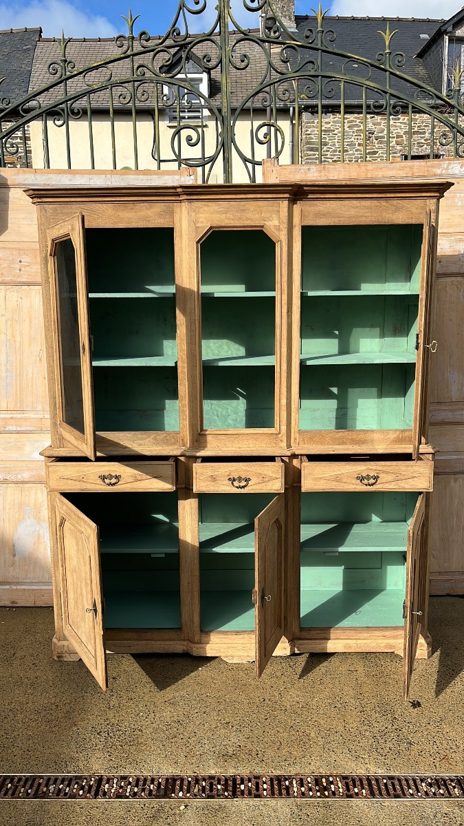 Bibliothèque de style Directoire du XIXe en chêne naturel -photo-6