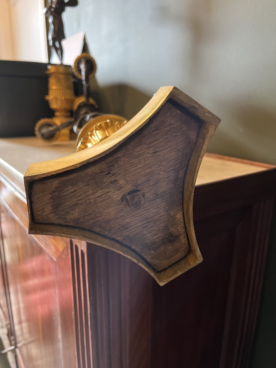 Pair Of Restoration Period Bronze Candelabra With Double Patina -photo-7