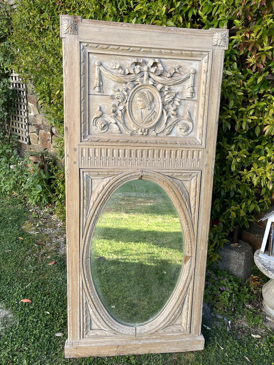 Louis XVI Trumeau In Natural Wood