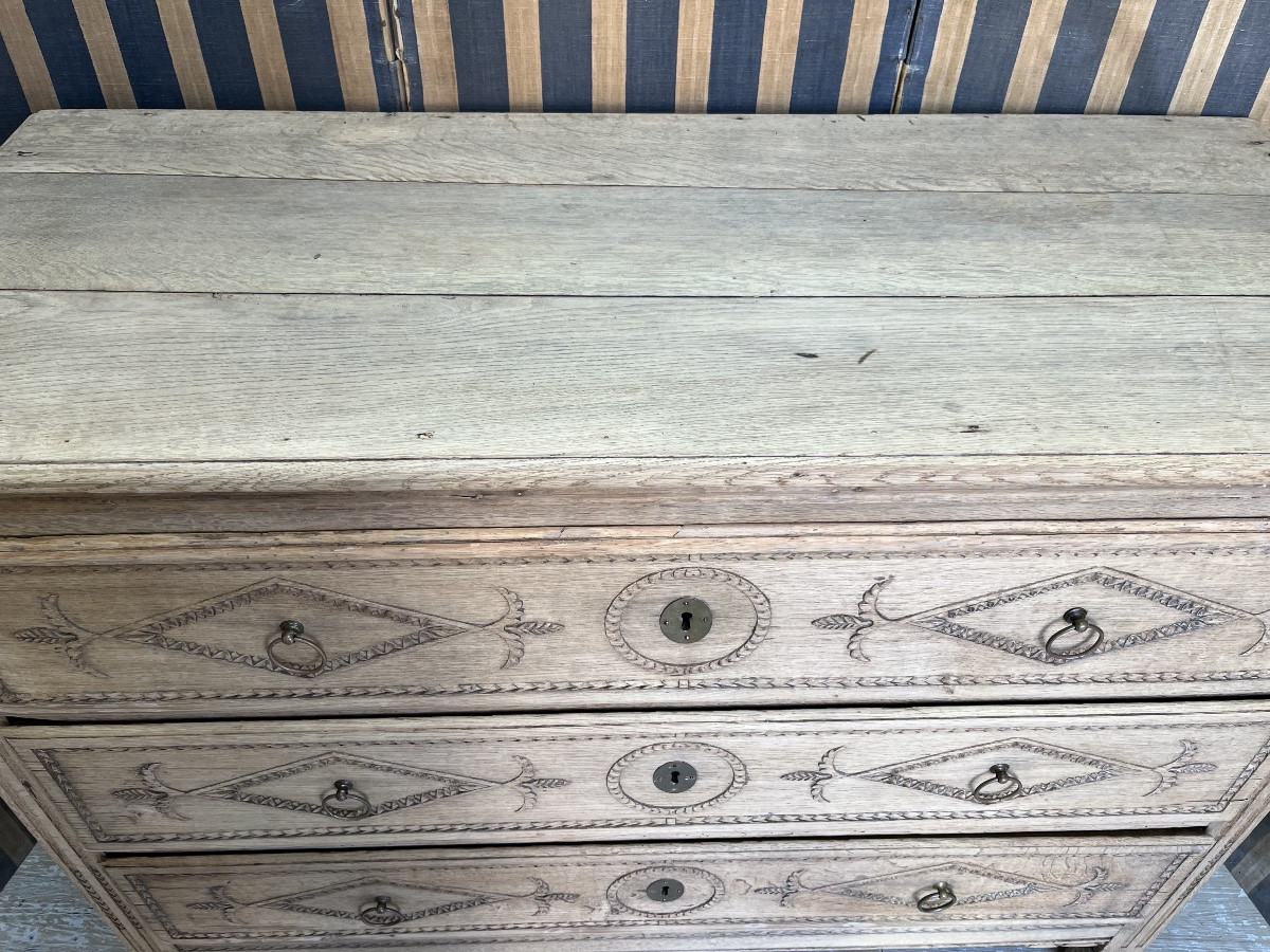 Commode Liégeoise d’époque Louis XVI en chêne naturel -photo-2
