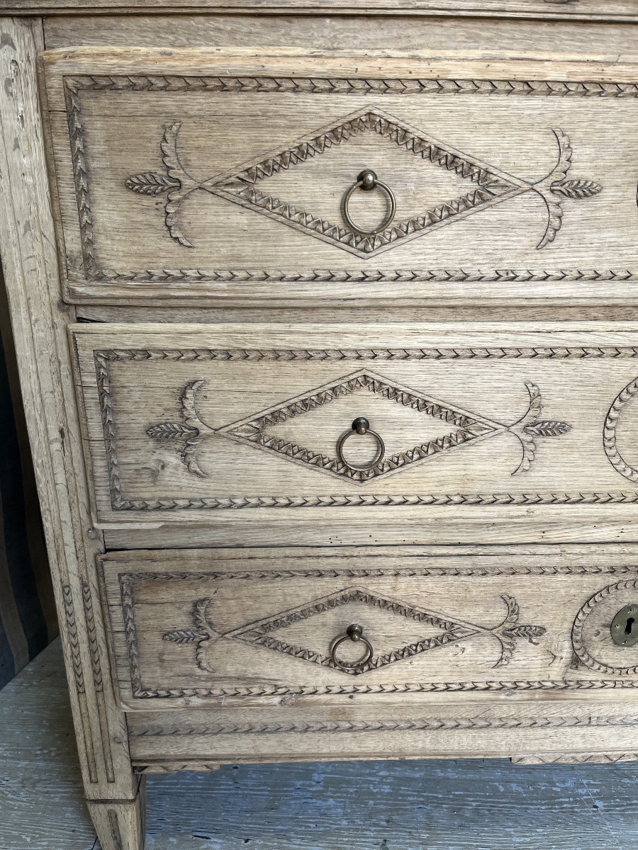 Commode Liégeoise d’époque Louis XVI en chêne naturel -photo-4