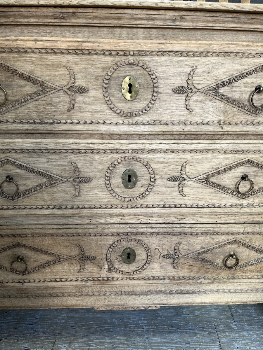 Commode Liégeoise d’époque Louis XVI en chêne naturel -photo-6