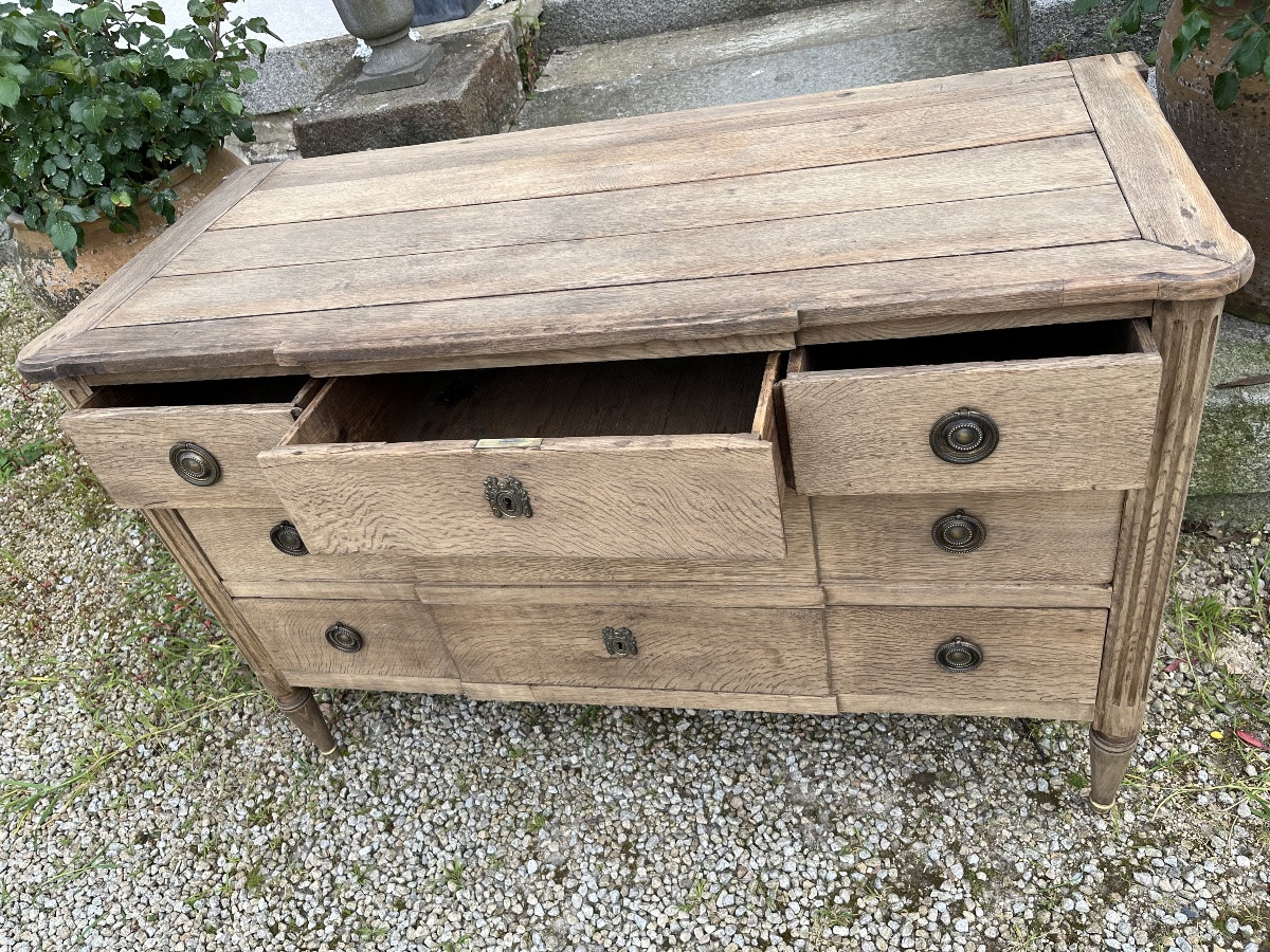 Commode d’époque Louis XVI en chêne naturel -photo-3