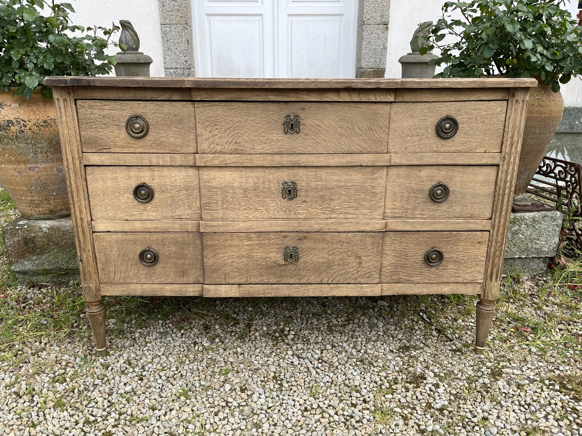 Commode d’époque Louis XVI en chêne naturel -photo-4