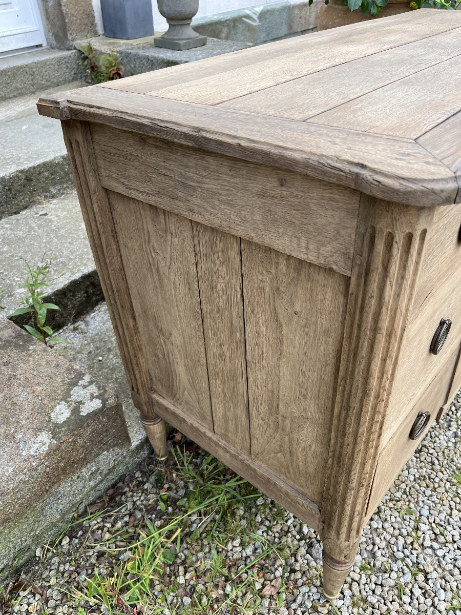 Commode d’époque Louis XVI en chêne naturel -photo-3