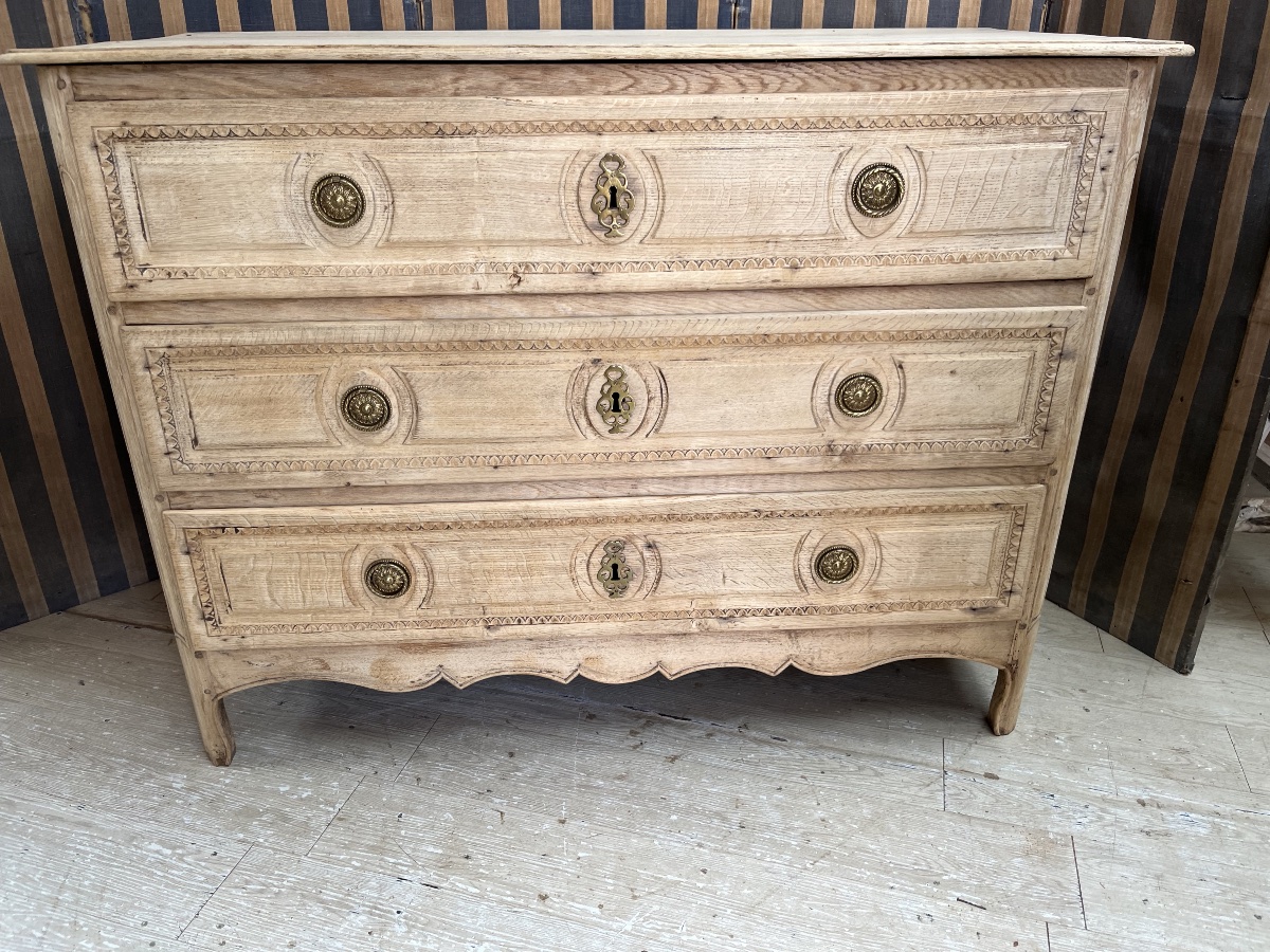 Commode en chêne naturel du XVIIIe-photo-4