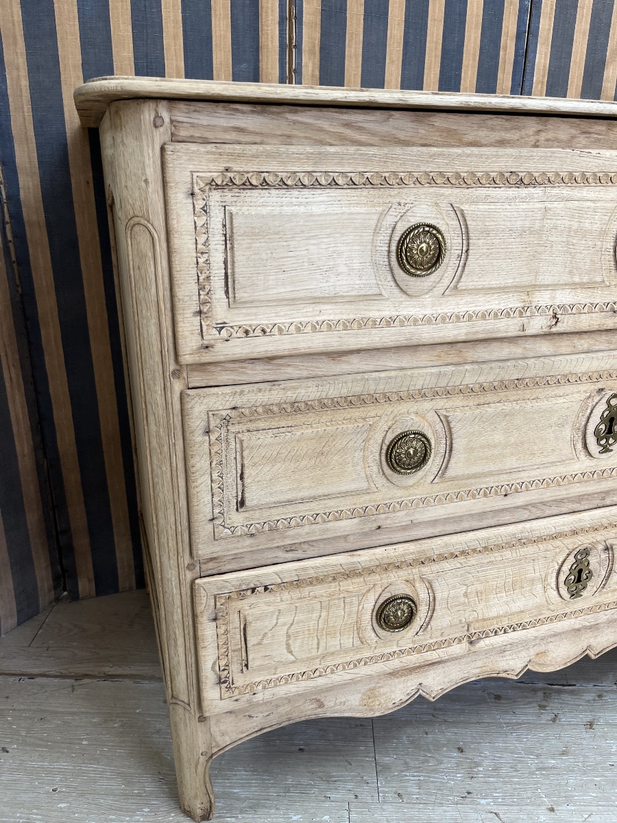 Commode en chêne naturel du XVIIIe-photo-1