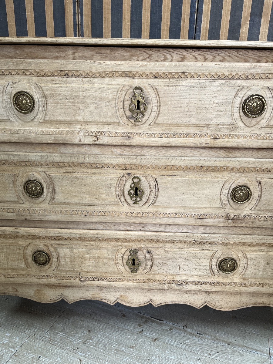 Commode en chêne naturel du XVIIIe-photo-2