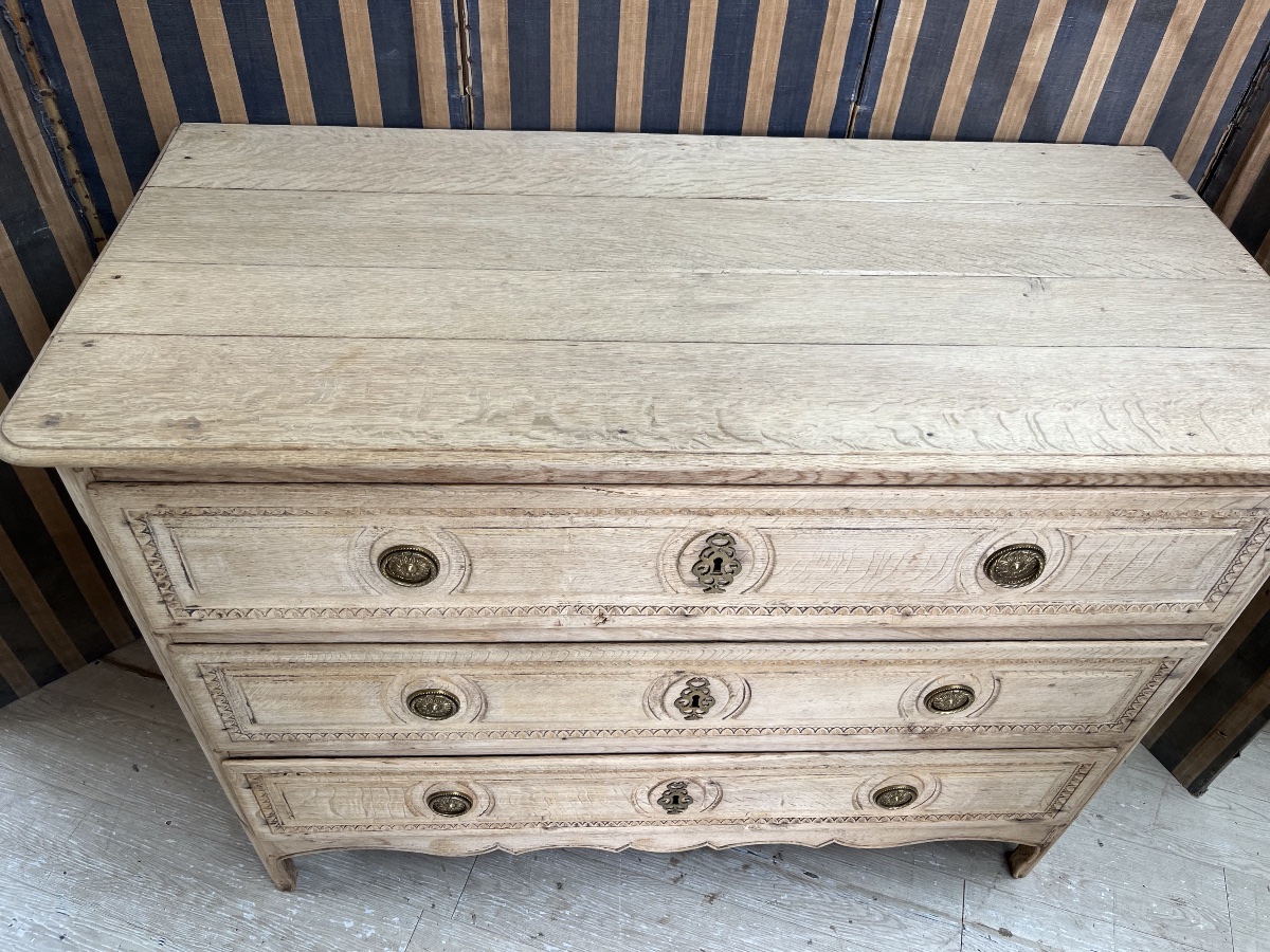 Commode en chêne naturel du XVIIIe-photo-3
