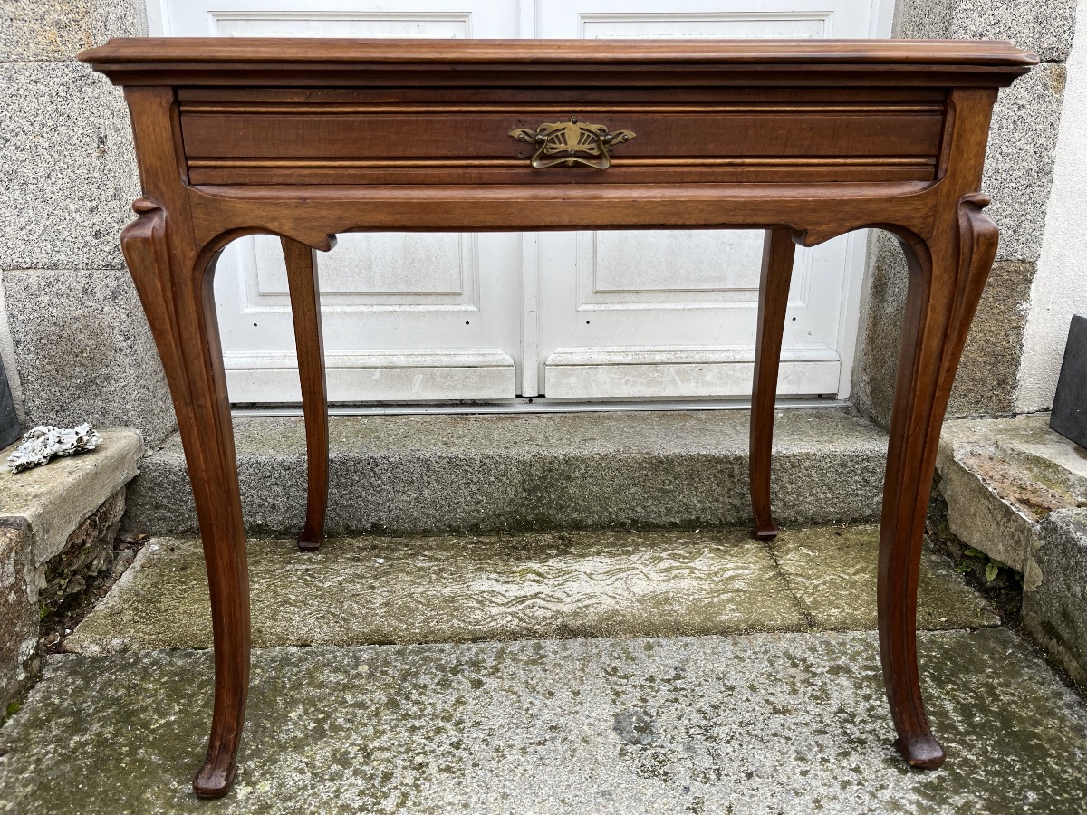 Art Nouveau Table In Solid Mahogany-photo-3