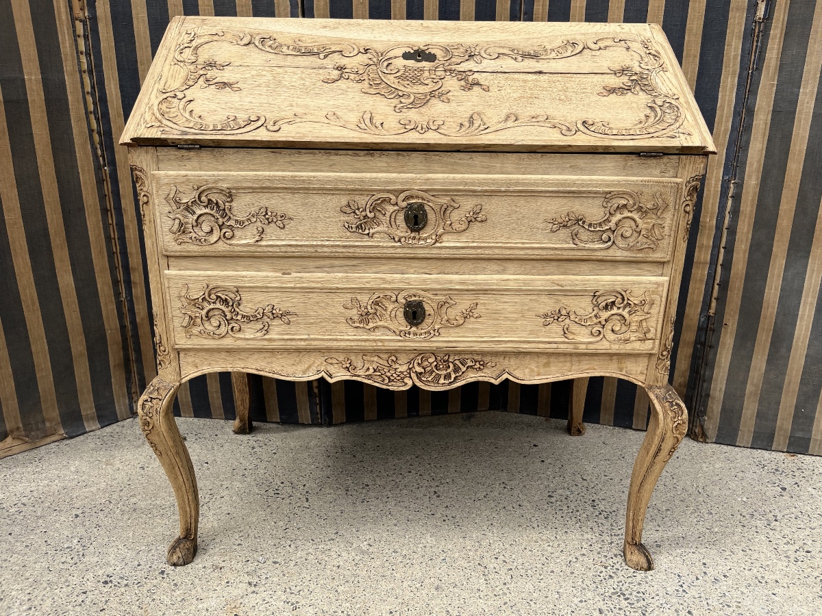 19th-century Louis XV-style Sloped-top Desk In Natural Oak -photo-2
