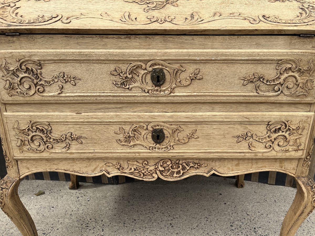 19th-century Louis XV-style Sloped-top Desk In Natural Oak -photo-4