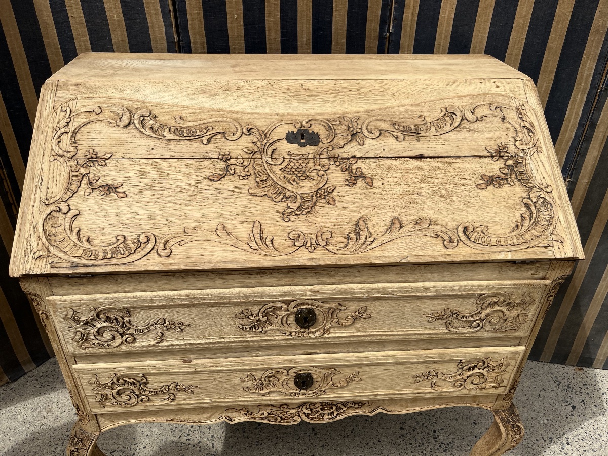 19th-century Louis XV-style Sloped-top Desk In Natural Oak -photo-1