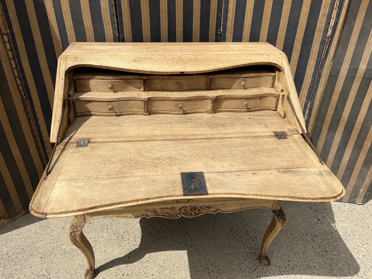 19th-century Louis XV-style Sloped-top Desk In Natural Oak -photo-2
