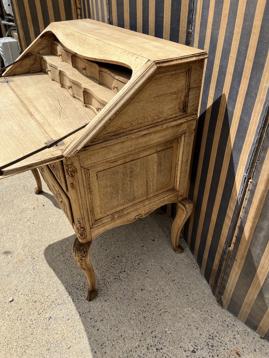 19th-century Louis XV-style Sloped-top Desk In Natural Oak -photo-4