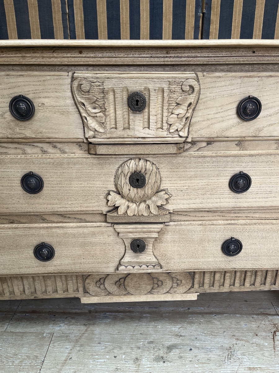 19th-century Louis XVI-style Chest Of Drawers In Natural Oak -photo-1