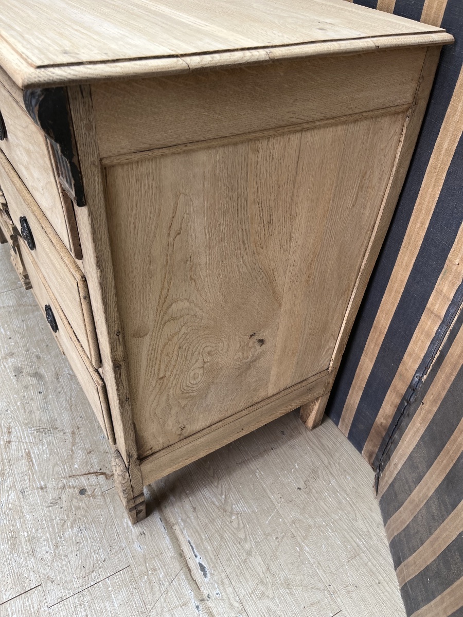 19th-century Louis XVI-style Chest Of Drawers In Natural Oak -photo-3