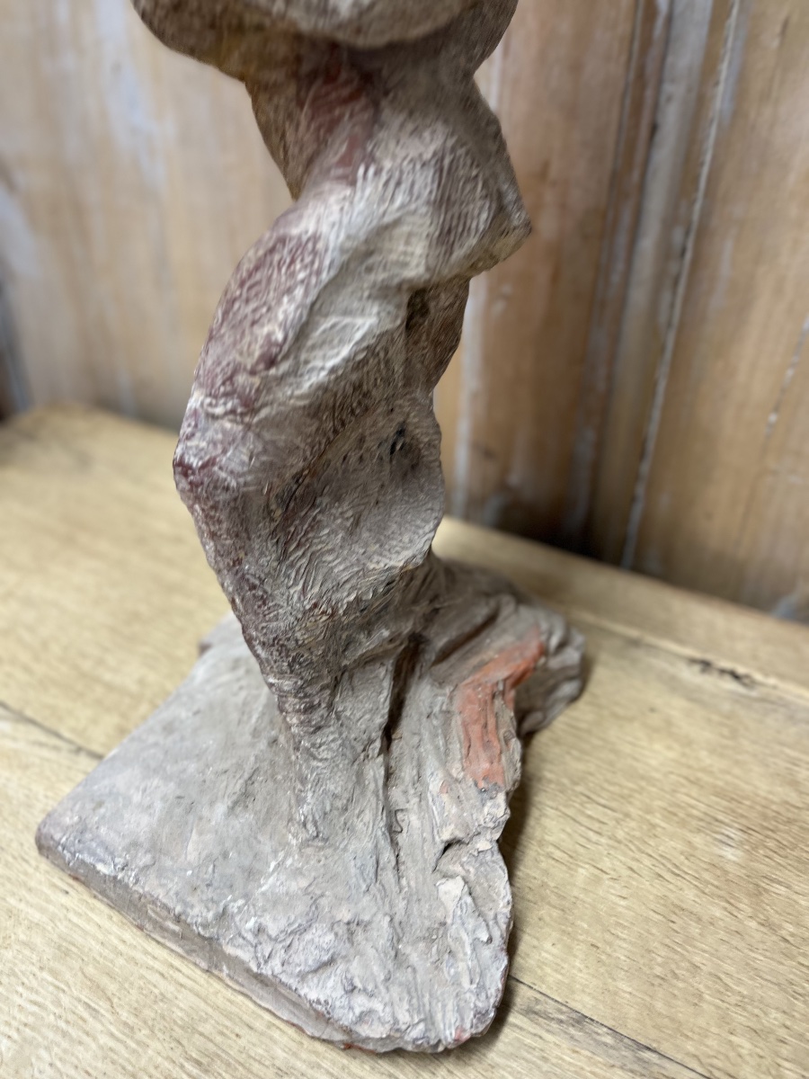 Sculpture d’une maternité en terre cuite de J Charlas , datée de 1986-photo-2
