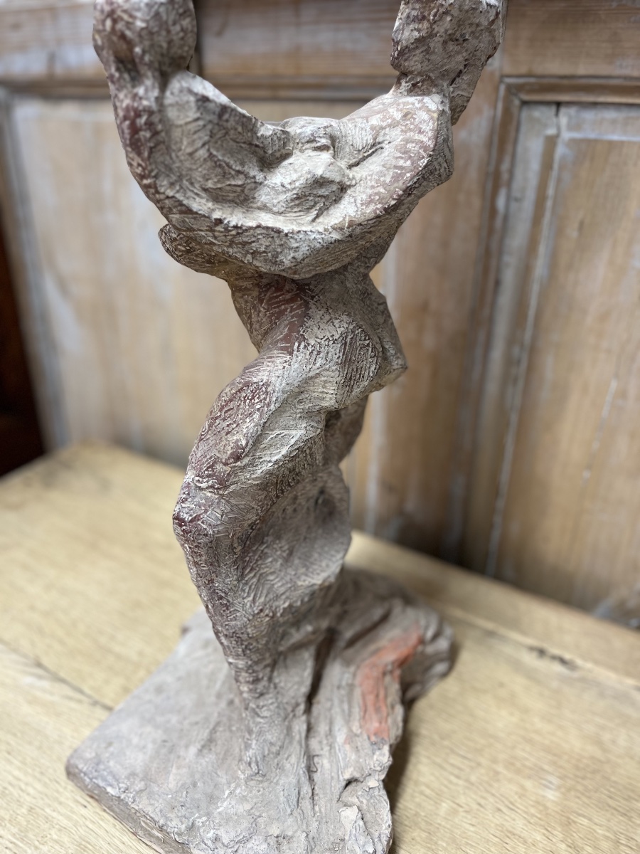 Sculpture d’une maternité en terre cuite de J Charlas , datée de 1986-photo-3