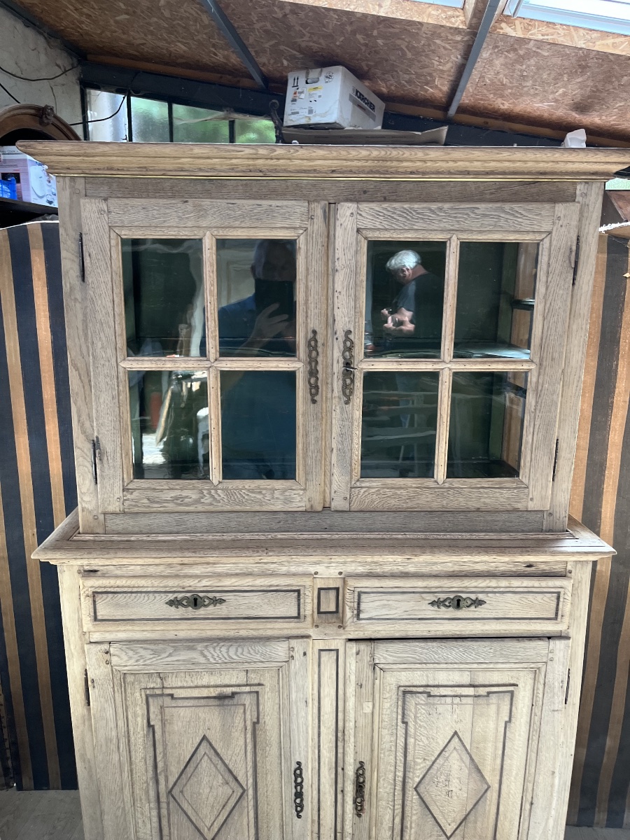 Early 19th-century Display Cabinet In Natural Oak-photo-2