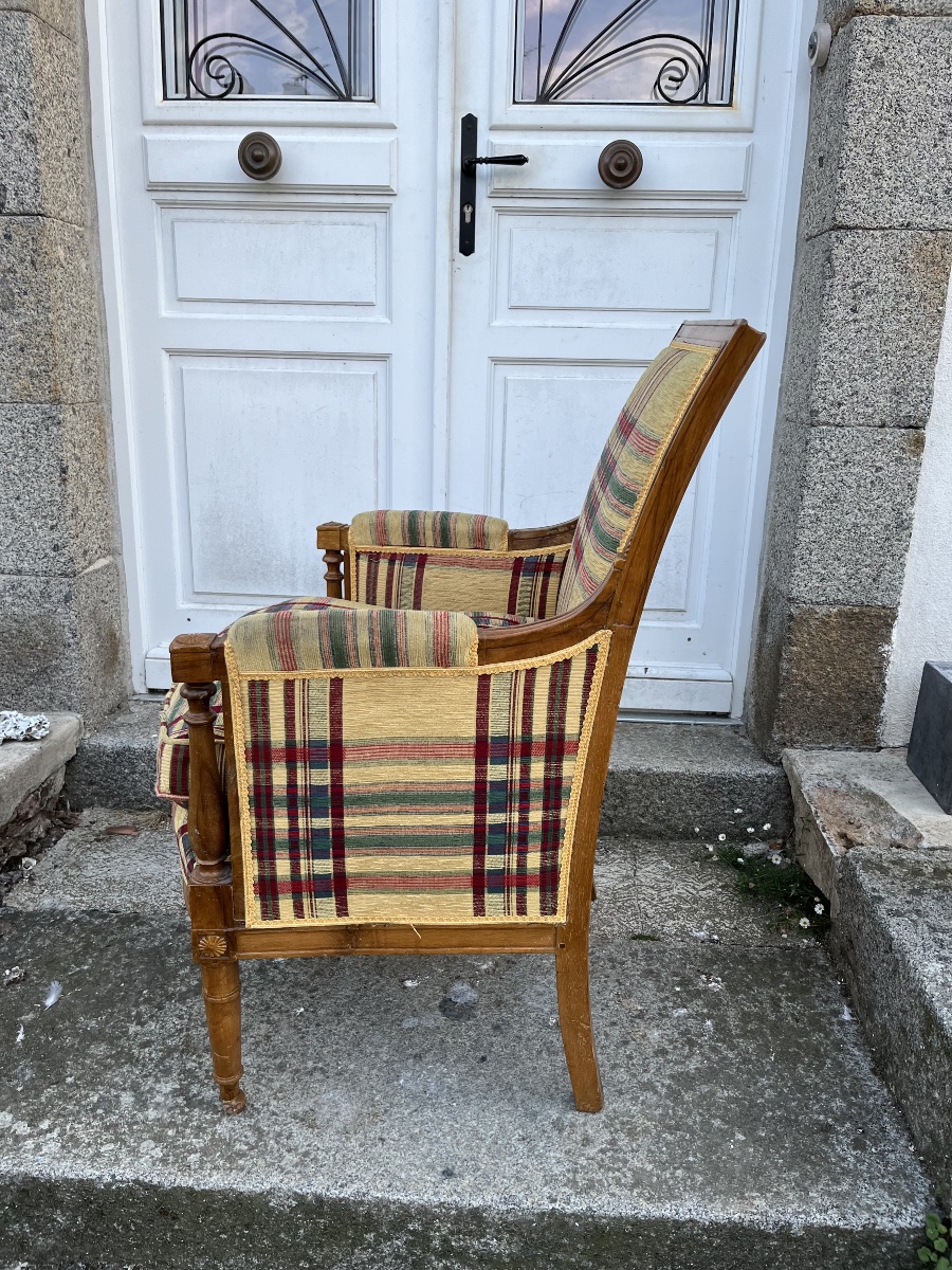 Paire de Bergères d’époque Directoire en noyer -photo-4