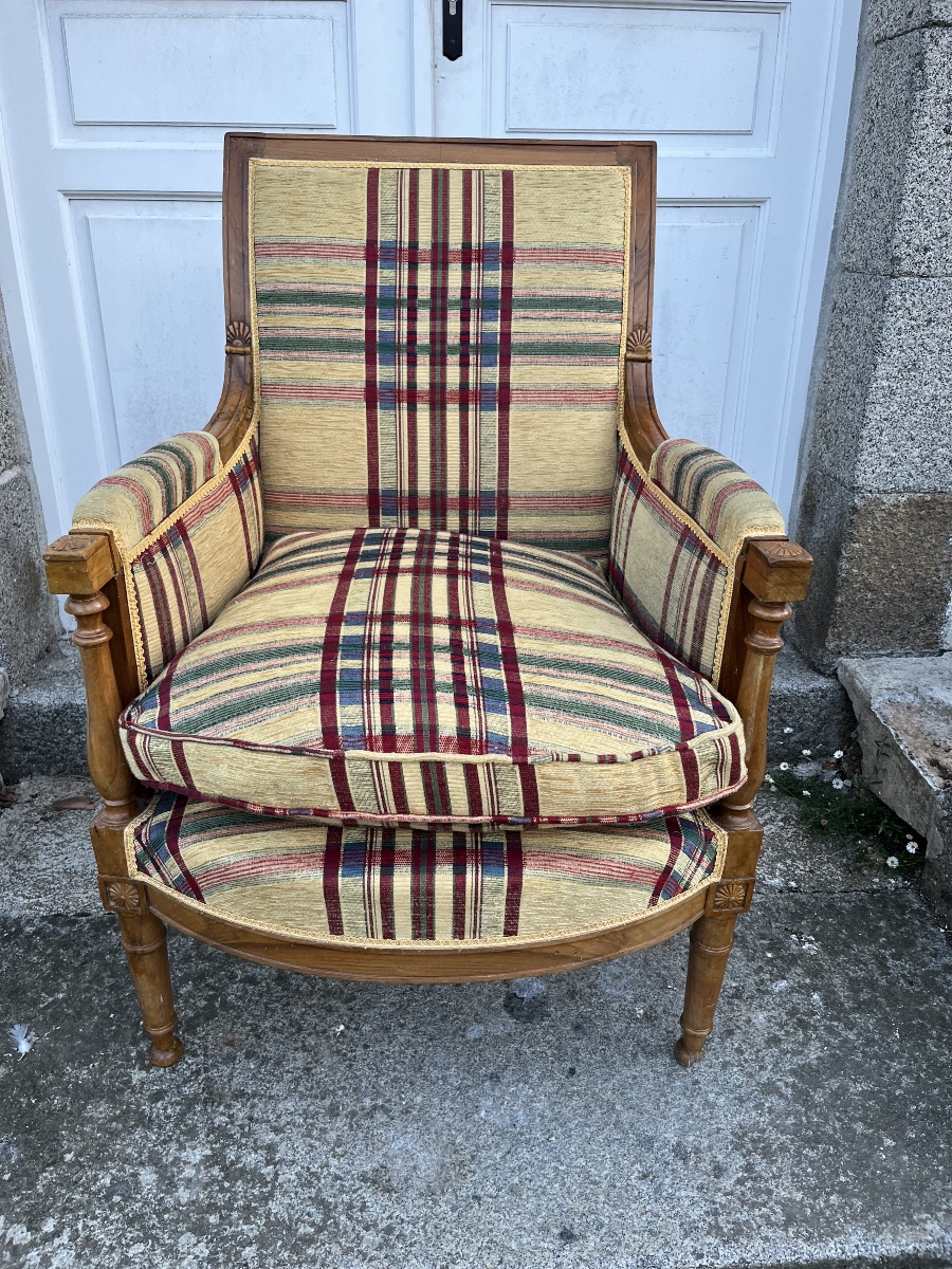 Paire de Bergères d’époque Directoire en noyer -photo-2