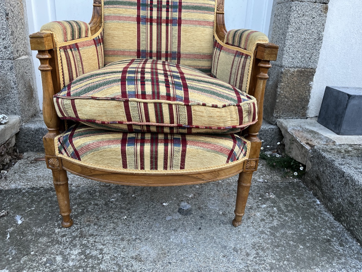 Paire de Bergères d’époque Directoire en noyer -photo-3
