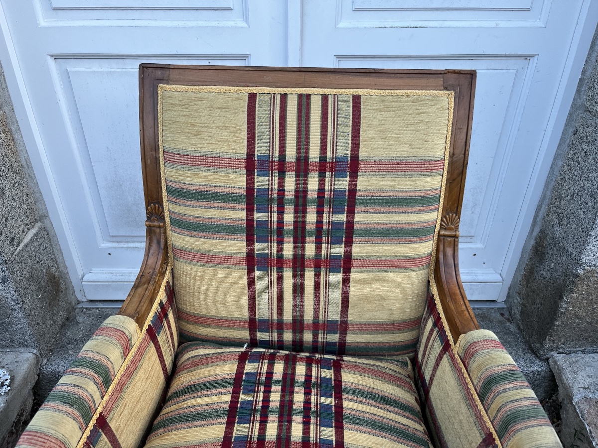 Paire de Bergères d’époque Directoire en noyer -photo-4