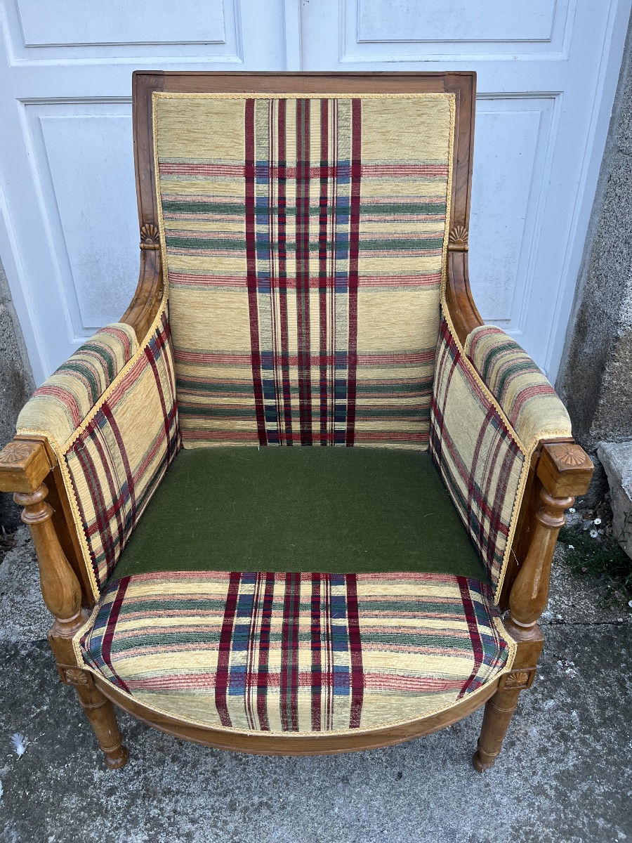 Paire de Bergères d’époque Directoire en noyer -photo-5