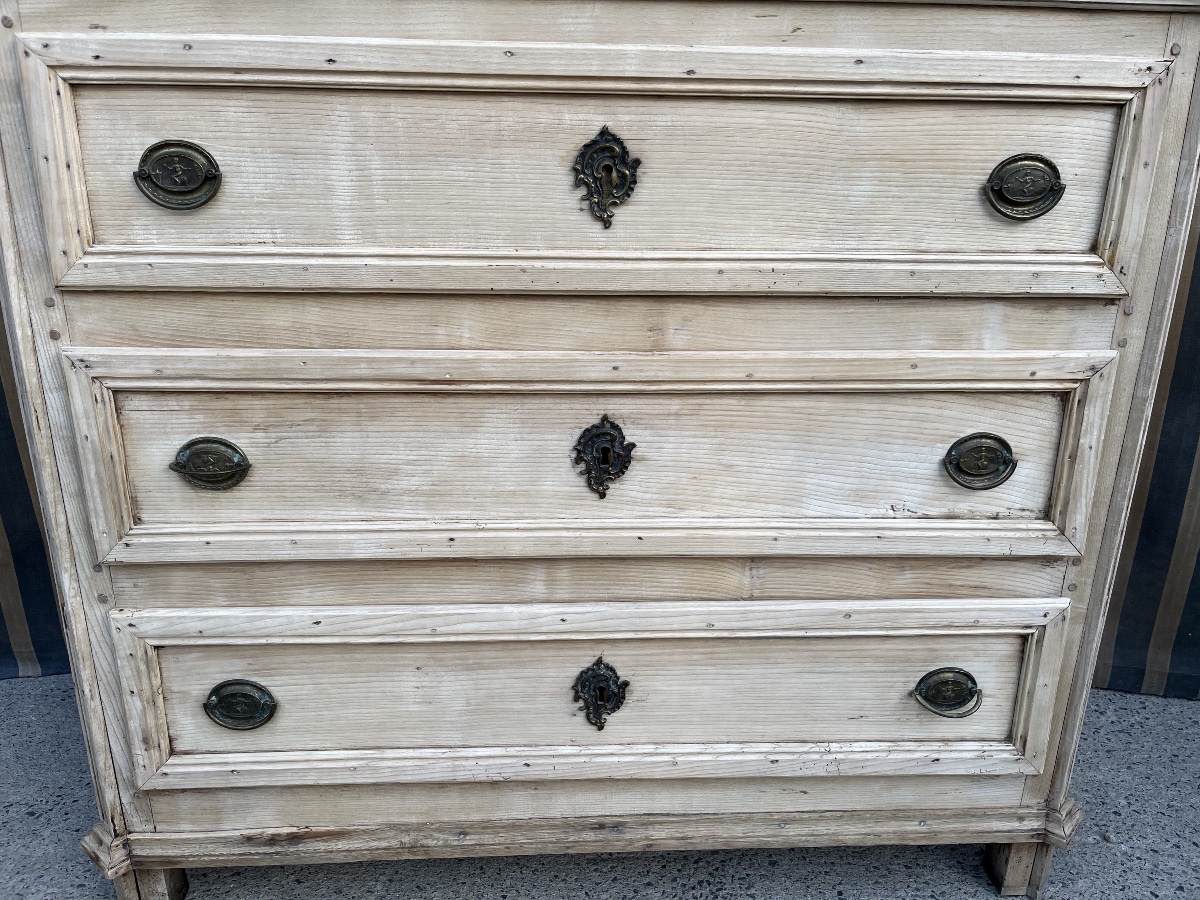 Commode d’époque Directoire en bois naturel -photo-4