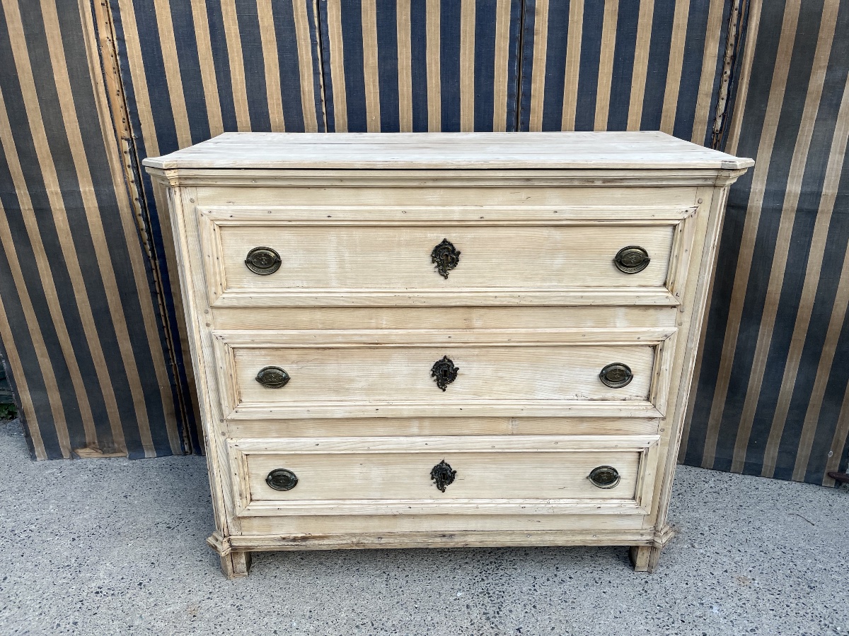 Commode d’époque Directoire en bois naturel -photo-3