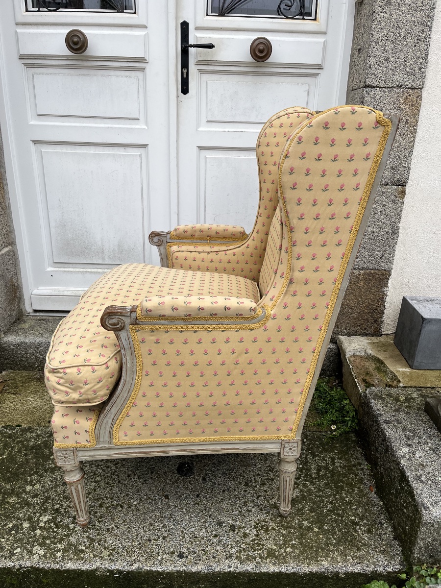 Bergère d’époque Louis XVI laquée -photo-4